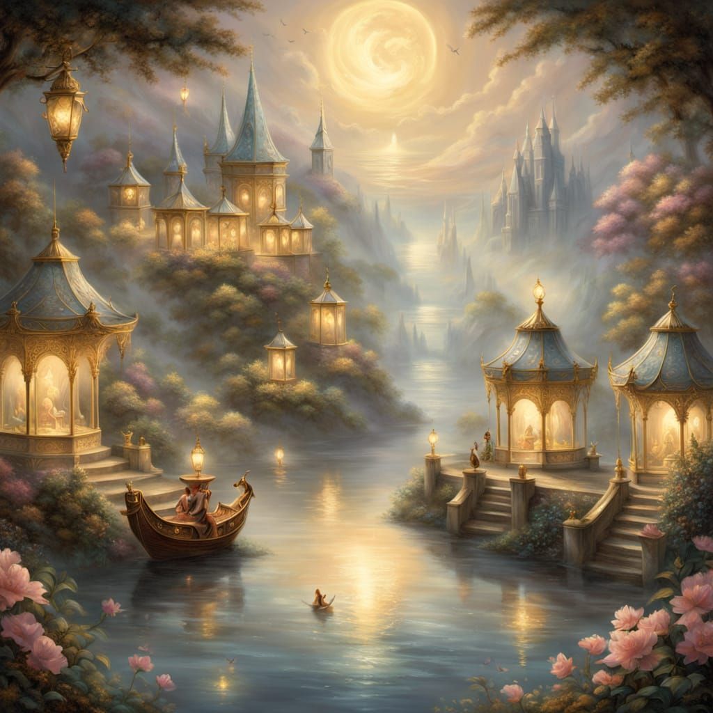 Glowing Calligraphy Scroll on Vellum in Ethereal Light