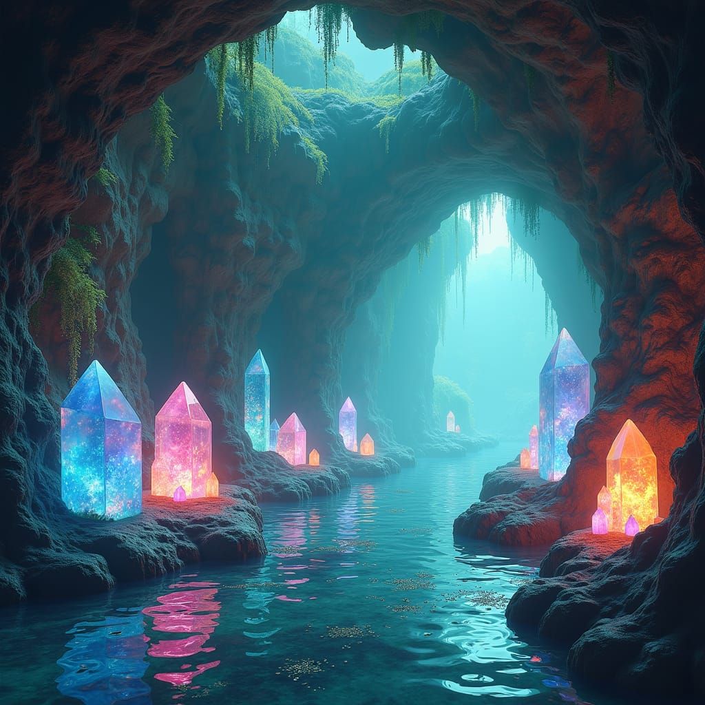 Mystical Crystal Store with Rainbow Liquid Crystals
