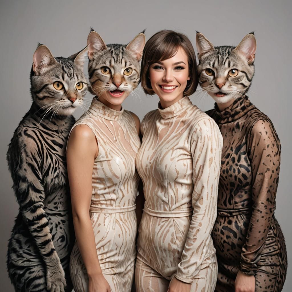 Cat-like Women in Studio Photo Shoot