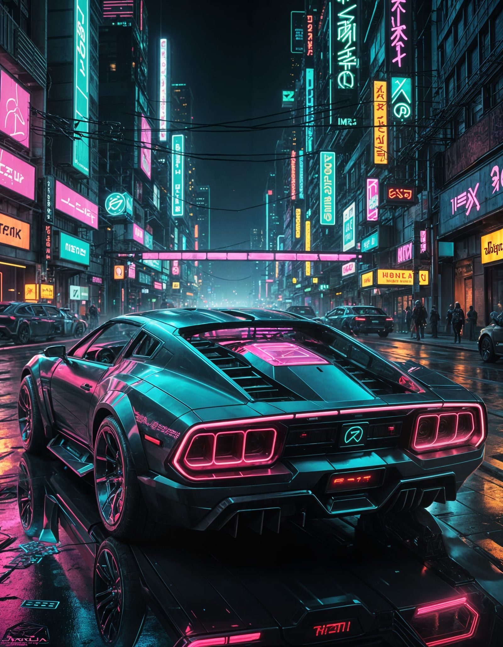 Futuristic Cyberpunk Car Concept Art in 8K