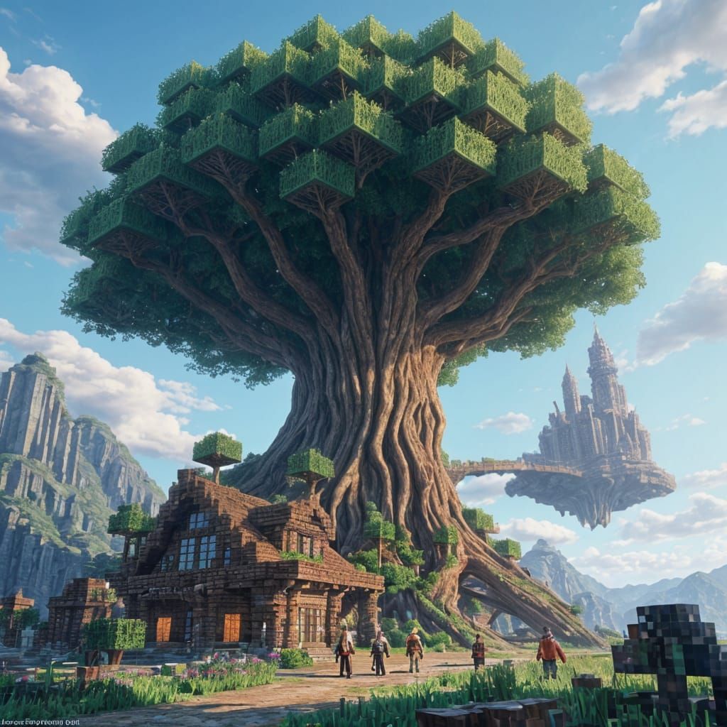 Norse World Tree Yggdrasil Reimagined as a Majestic Minecraf...