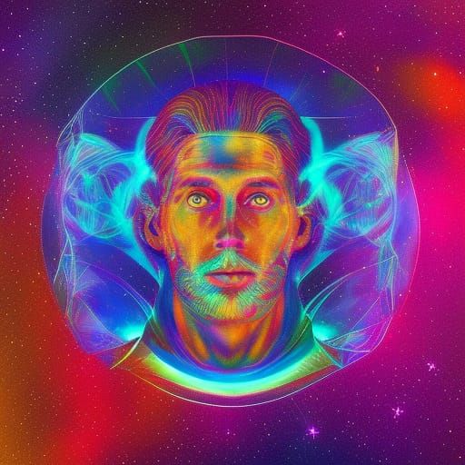 Holographic Leo in Astral Cosmic Illustration