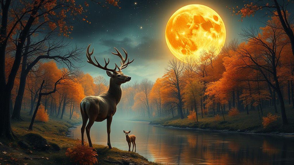 Golden Moonlit Forest: A Celestial Autumn Symphony