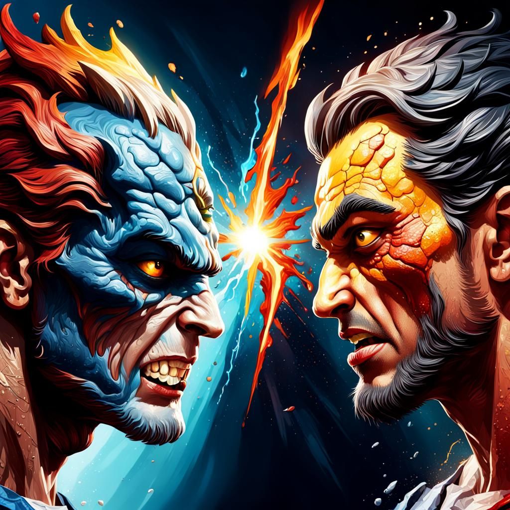 Hyperrealistic Good vs Evil Concept Art