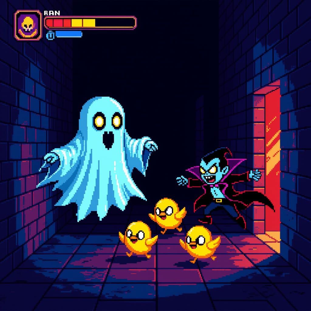 Haunted Castle Corridor in Retro Sega Style