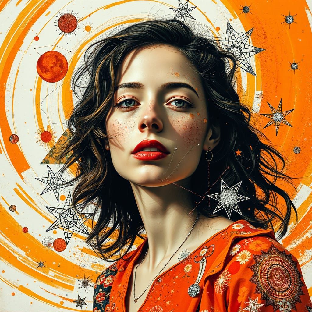 Cosmic Woman: A Dada-Inspired Photomontage Portrait