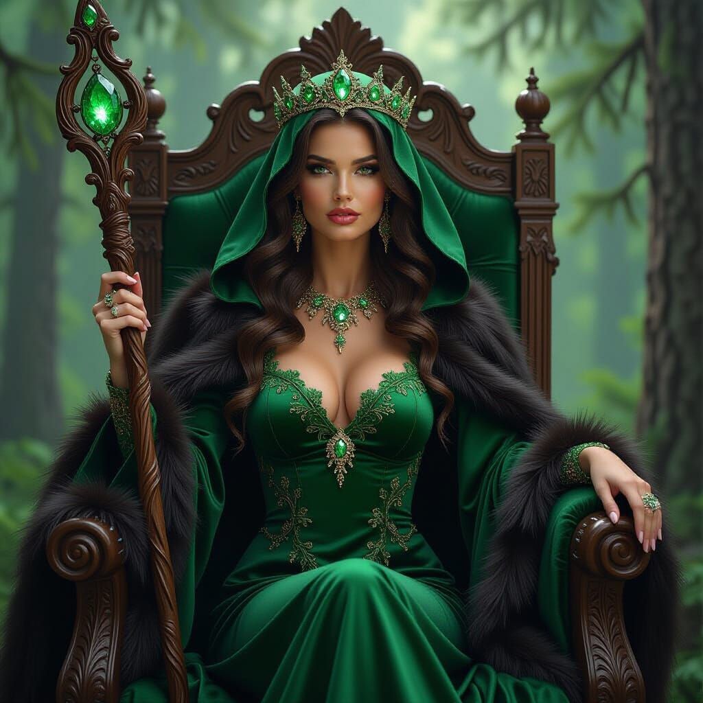 Queen of the Enchanted Forest in Digital Painting Style