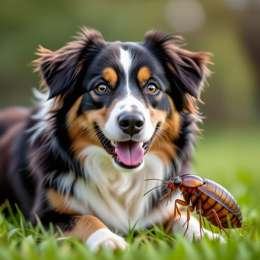 Friendly Dog Befriends Giant Flea