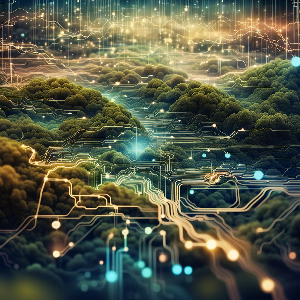 Surreal Data Landscape in Matrix Style
