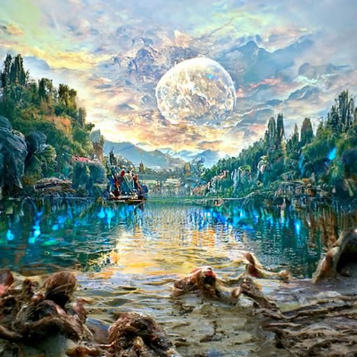 Luminous lake sinking by Leonardo da Vinci and Ferdinand Kna...