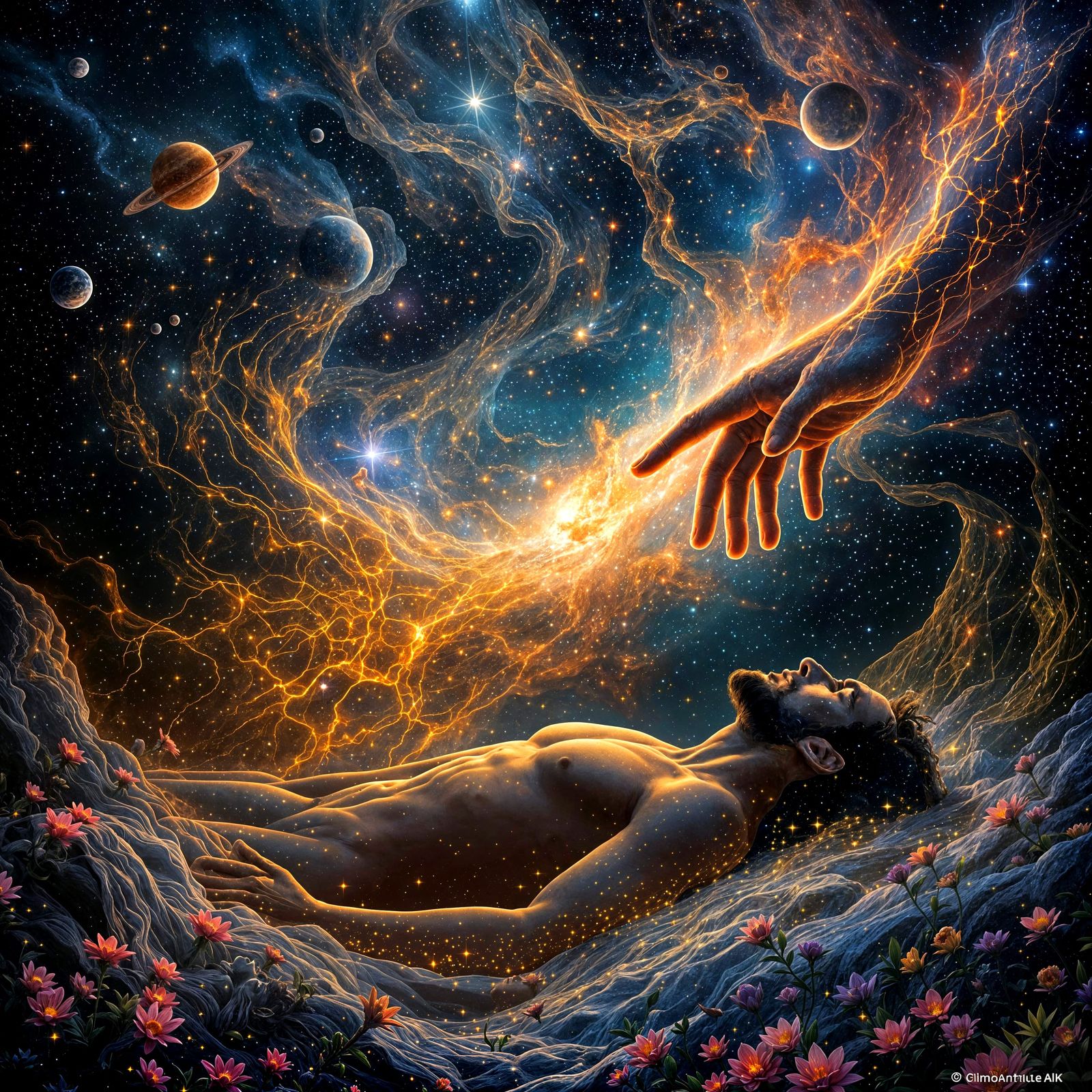 Cosmic Creation of Adam with Galactic Nebula