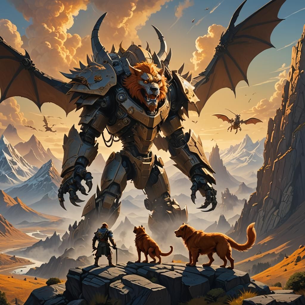 Dwarf Fighter with Dragons: Fantasy Concept Art