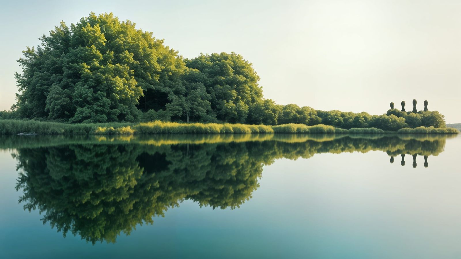 Photorealistic Guitar-Shaped Reflection in Pond