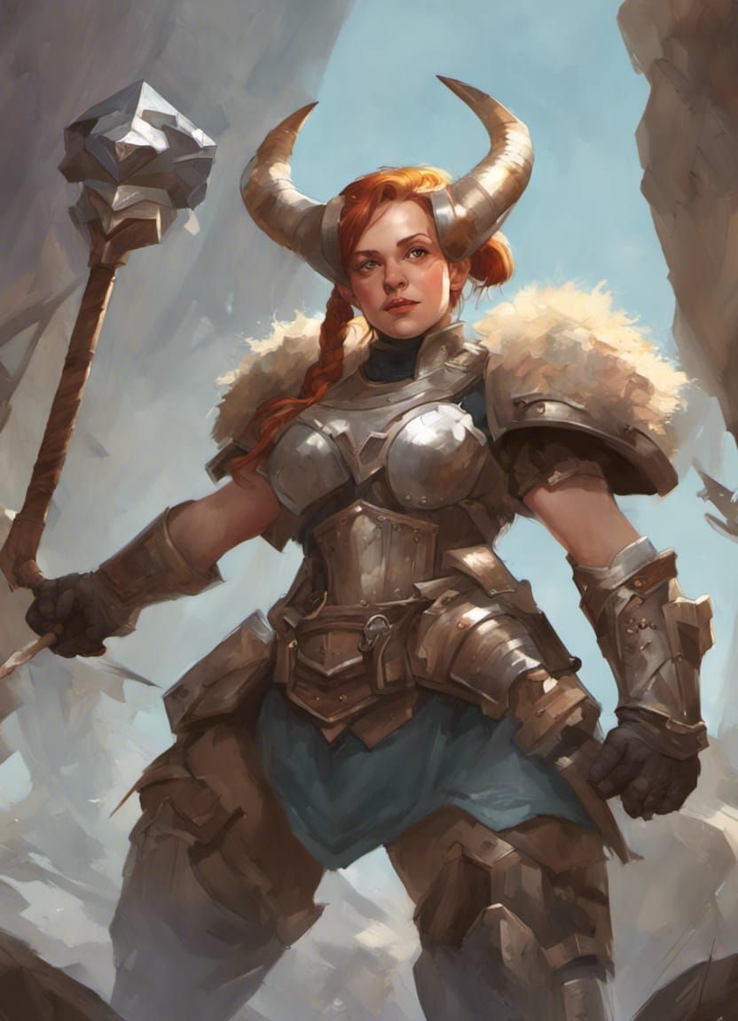 Dwarf Warrior Rides Armored Goat into Battle