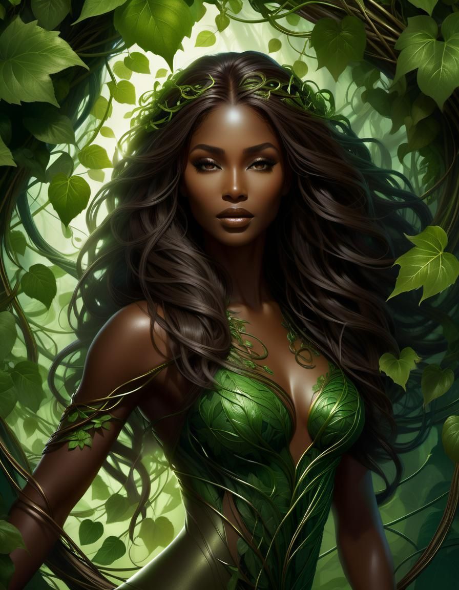 Dark Fantasy Portrait: Woman Enveloped in Vines