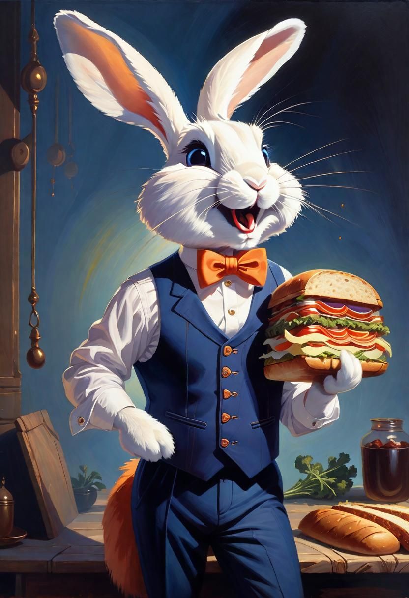 Rabbit's Carrot Sandwich: Expressive Oil Painting