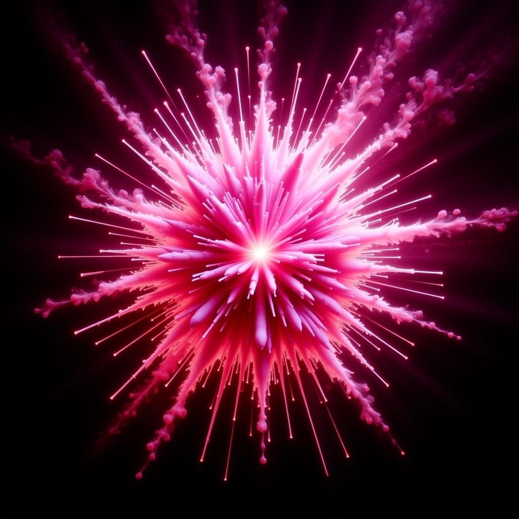 Exploding Hot Pink Energy Sphere, Futuristic Style