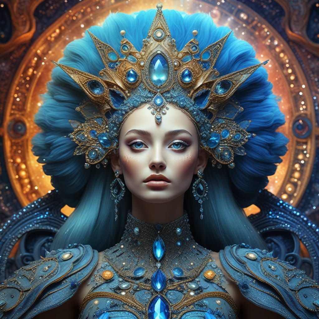 Majestic Empress on Throne: Surreal Digital Art