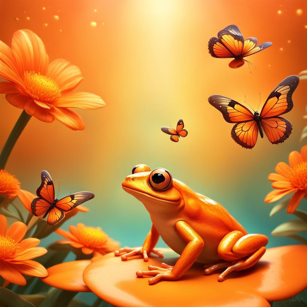 Surreal Orange World in Vibrant Digital Art