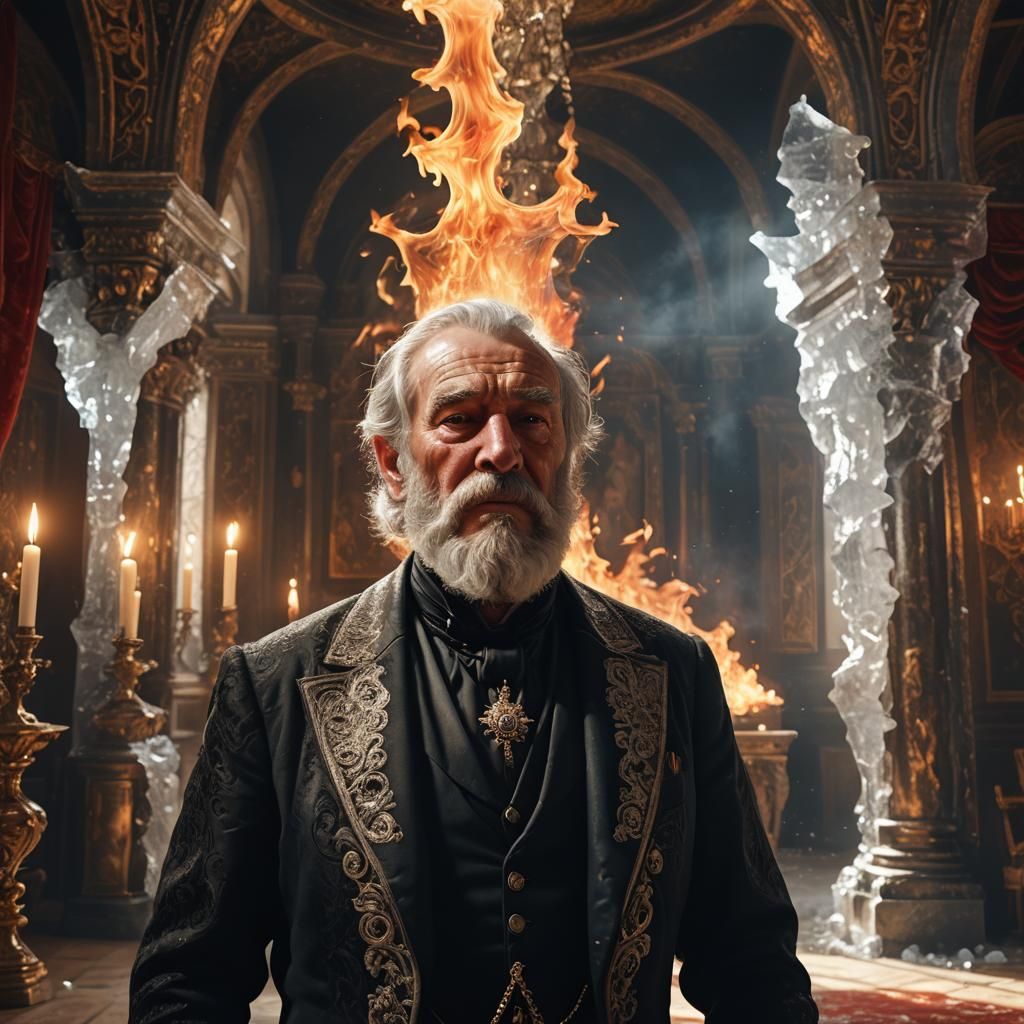 Fiery Breath Melts Icy Room: Hyperrealistic Portrait