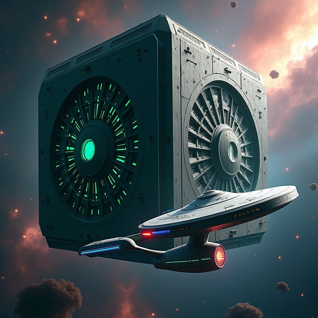 Star Trek: Borg Cube vs. USS Enterprise in 8K