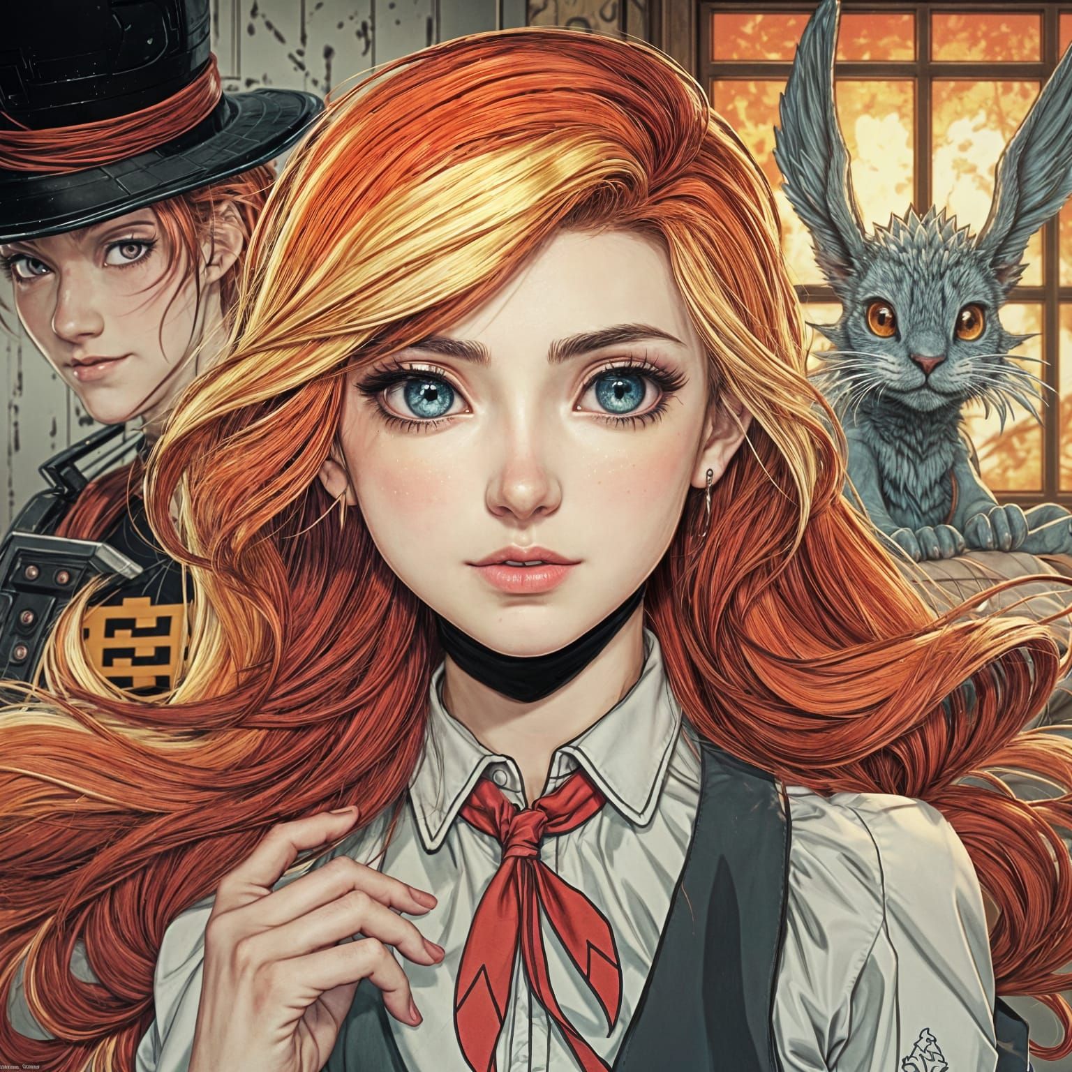 Surreal Anime Goddess in a Cyberpunk Aesthetic