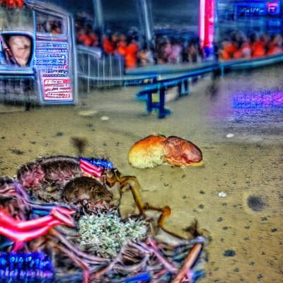 Surreal Cancer Crab at Coney Island, 8K HDR