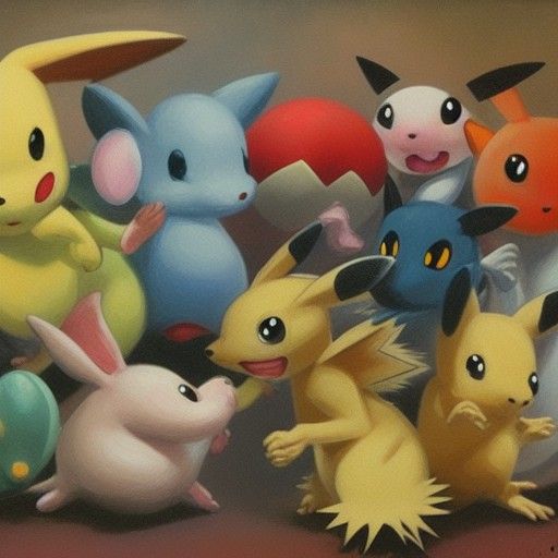 Puzzle Piece Mouse Pokemon as Oil Painting