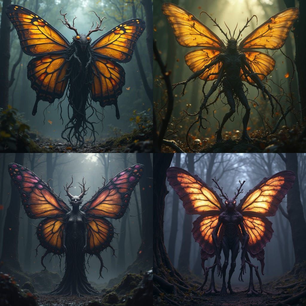 Surreal Dark Fantasy Butterfly Goddess Crafted from Twisted ...