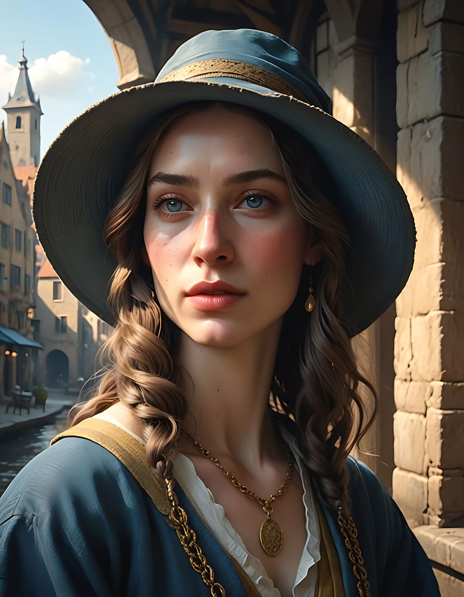 Young Girl in Hyperrealistic Portrait with Soft Hair and Oli...