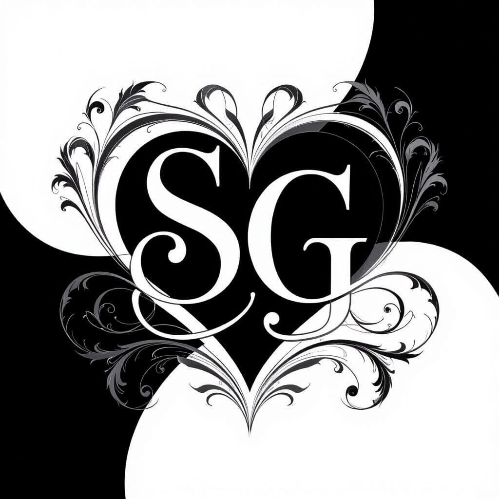 Elegant S G Initials Form Heart in Art Nouveau Style