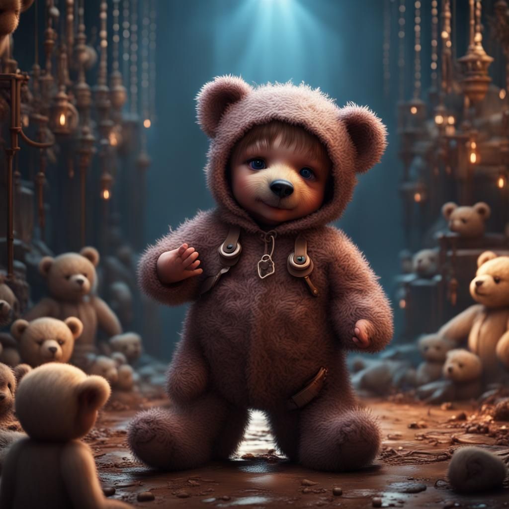 Baby in Teddy Bear Design: Detailed Digital Art