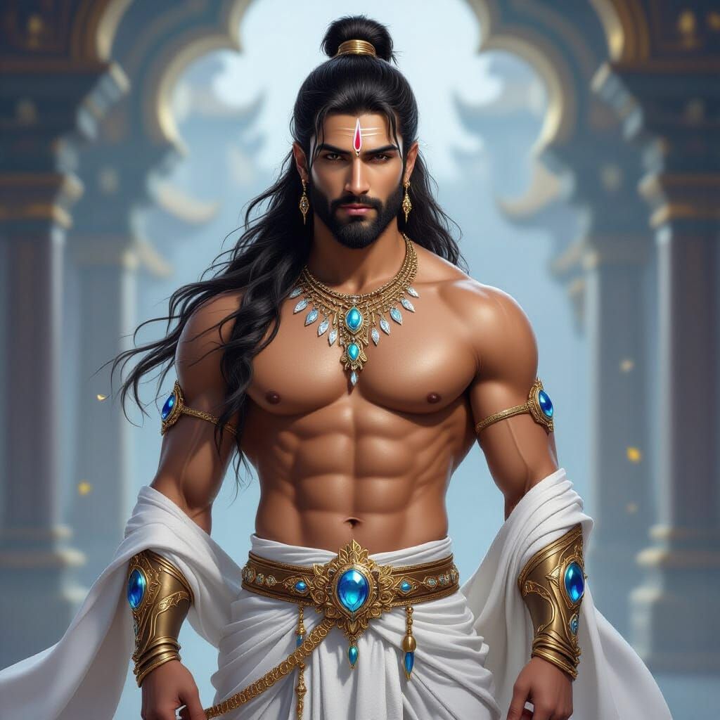 Male Celestial Being Embodies Wisdom and Serenity