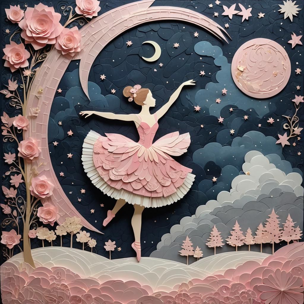 Ballerina Dances in 3D Kirigami Quilt Scene