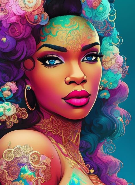 Papercraft Portrait of Ethereal Woman in Vibrant Detail