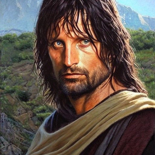 Aragorn Portrait in Oil Painting Style