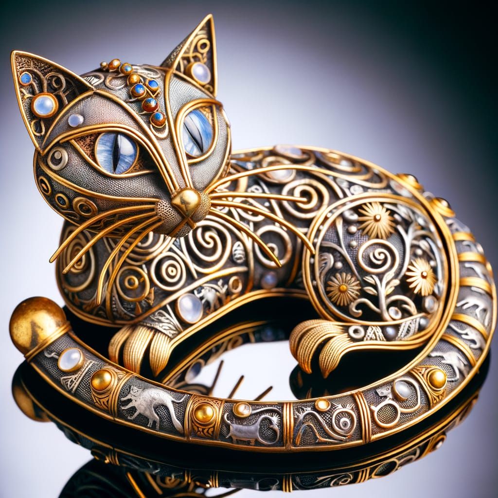 Anglo-Saxon Cat Brooch with Filigree Detail