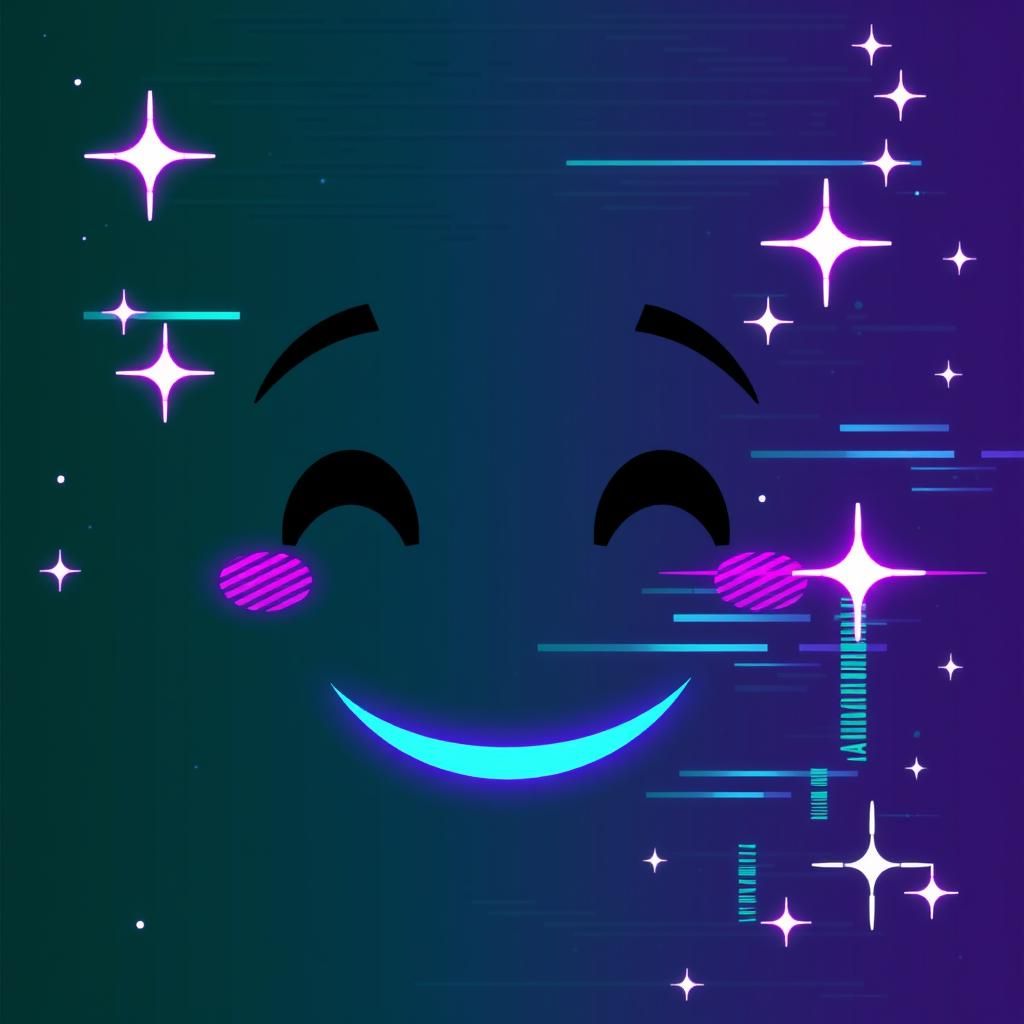 Abstract Smile with Glitch Art Constellations