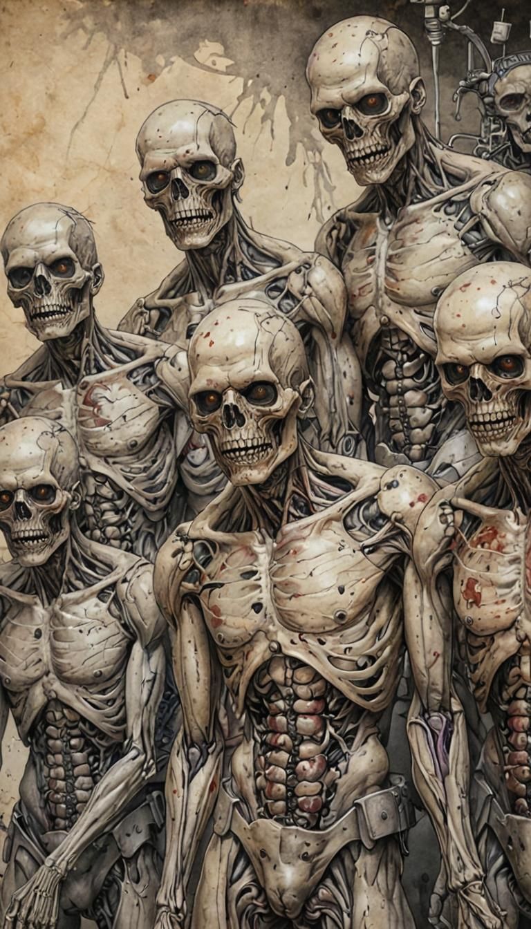 Anatomical Study of Zombie Soldiers in Ink