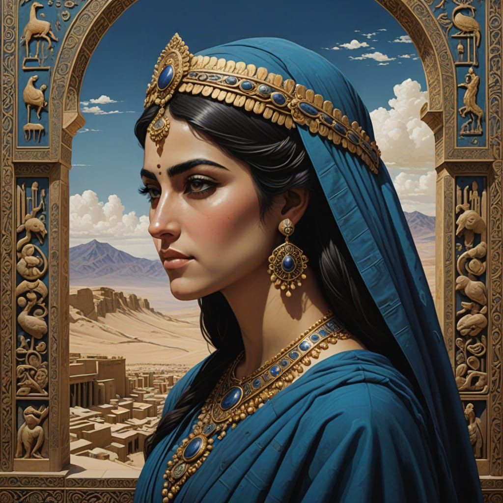 Ancient Persian Princess in Regal Attire