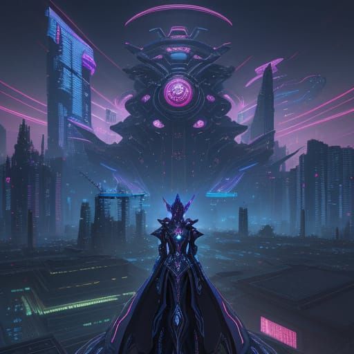 Cyberpunk Cityscape at Twilight: Anime & Moebius Fusion
