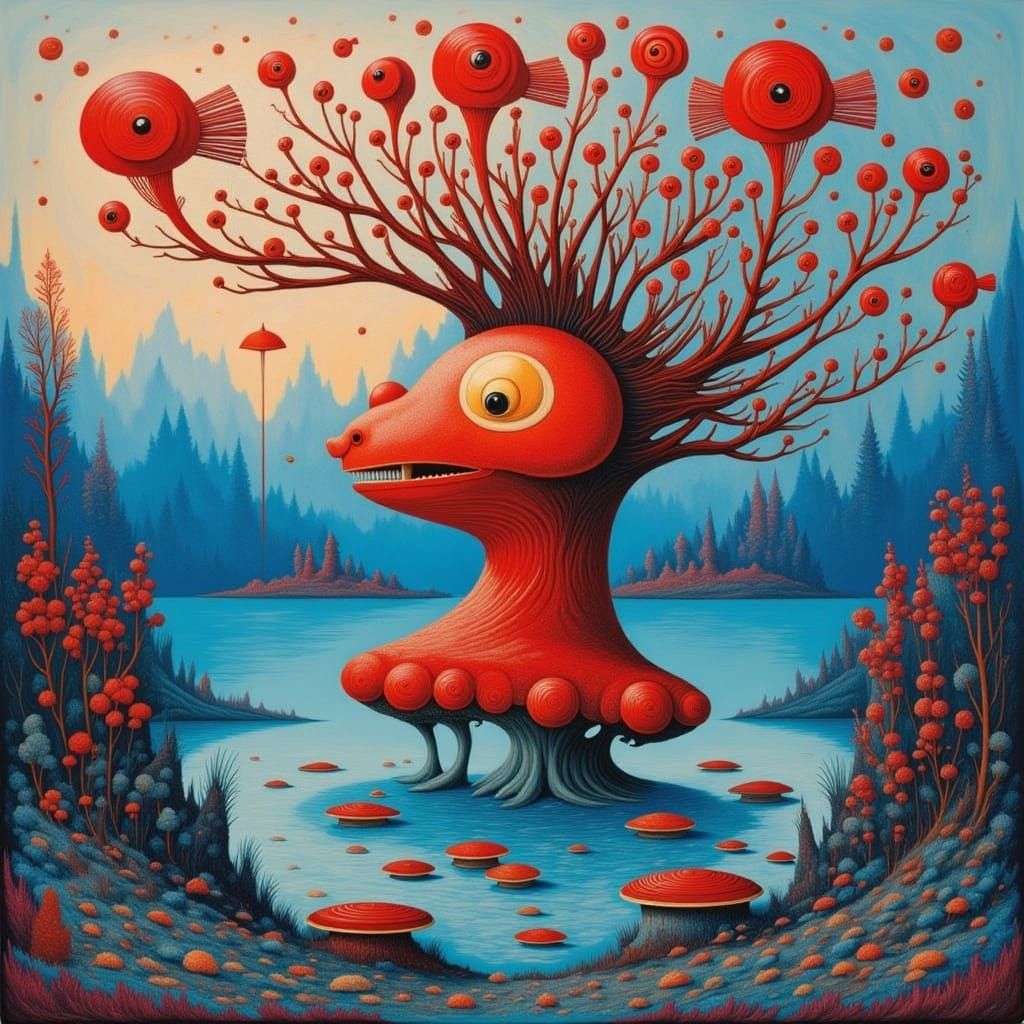 Abstract Surreal Figures with Musical Elements