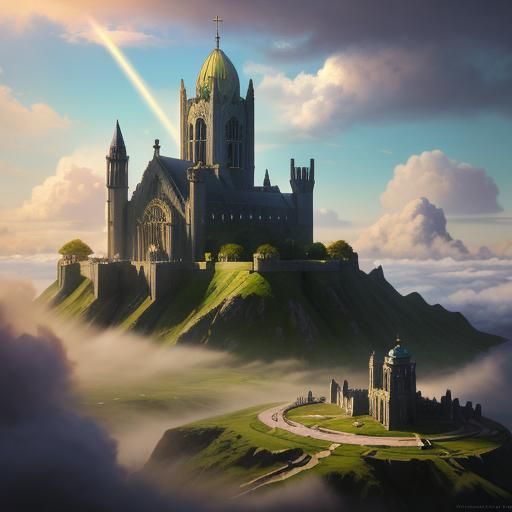 Dublin Ireland: Heavenly Sunshine in Matte Painting Style