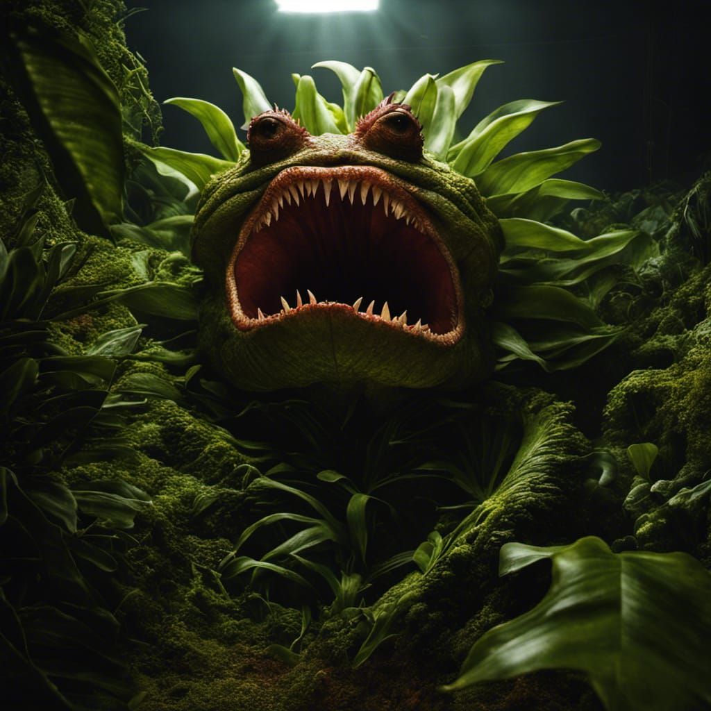 Horrific Audrey II Plant Inspired by Dark Fantasy Art