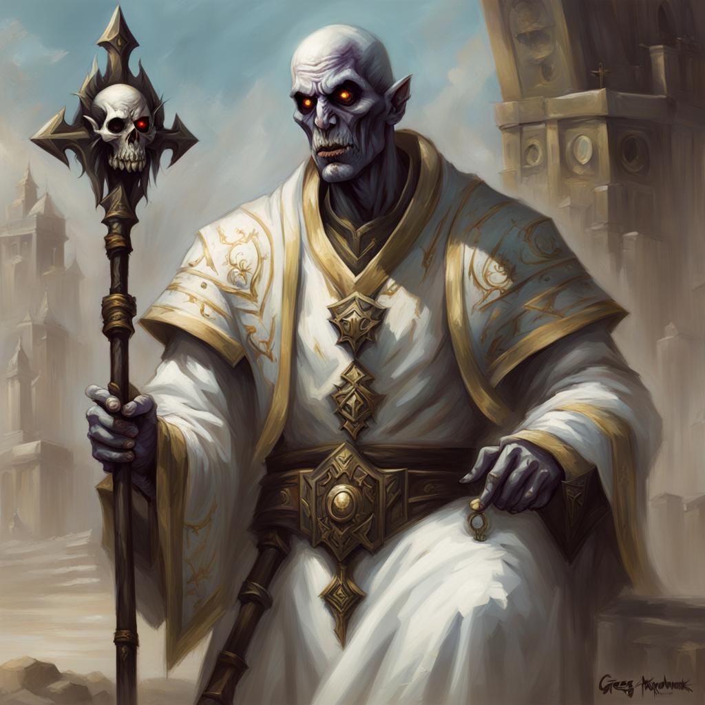 Undead Priest with Holy Staff, Sinister Art