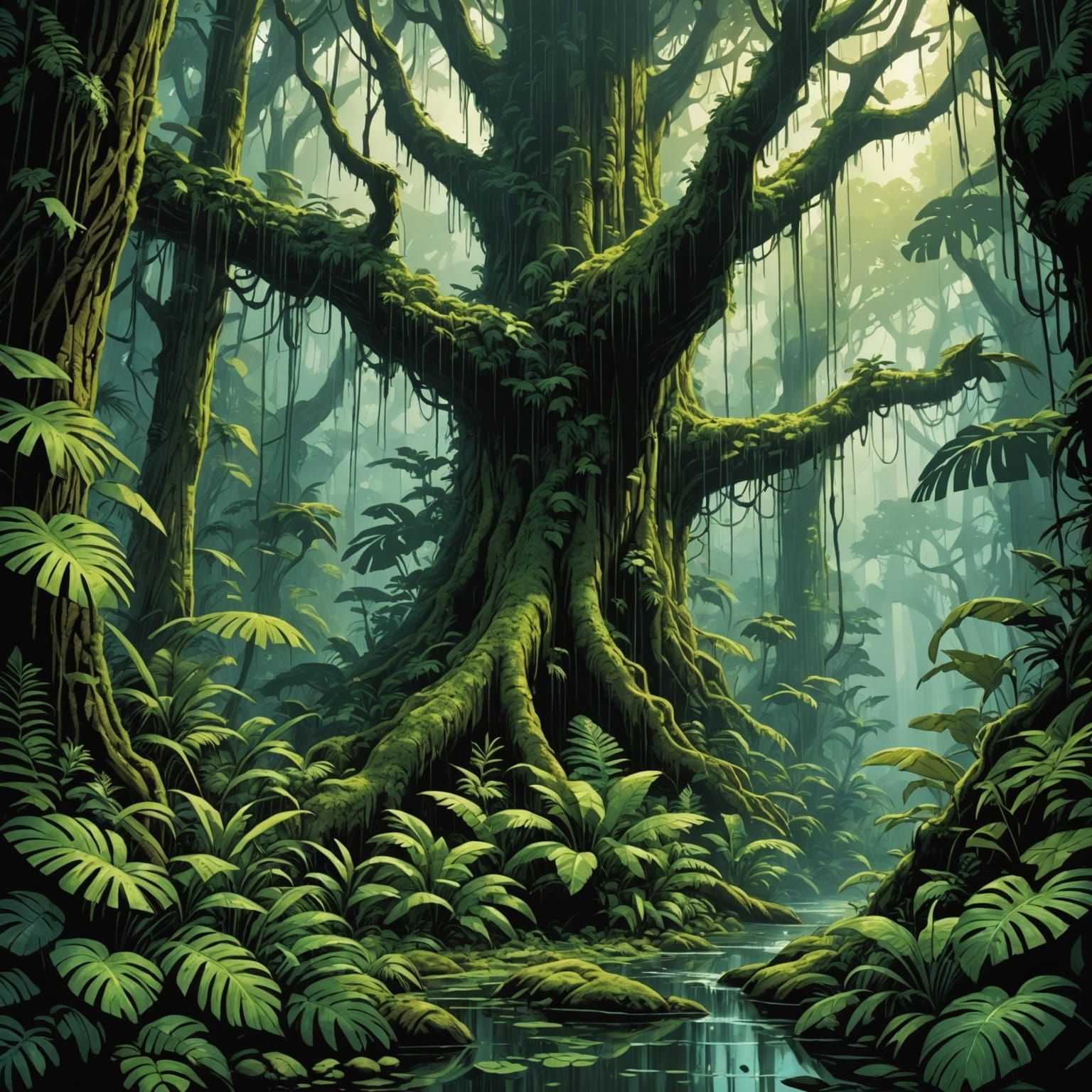 Exotic Rainforest Flourishes in Vibrant Colors