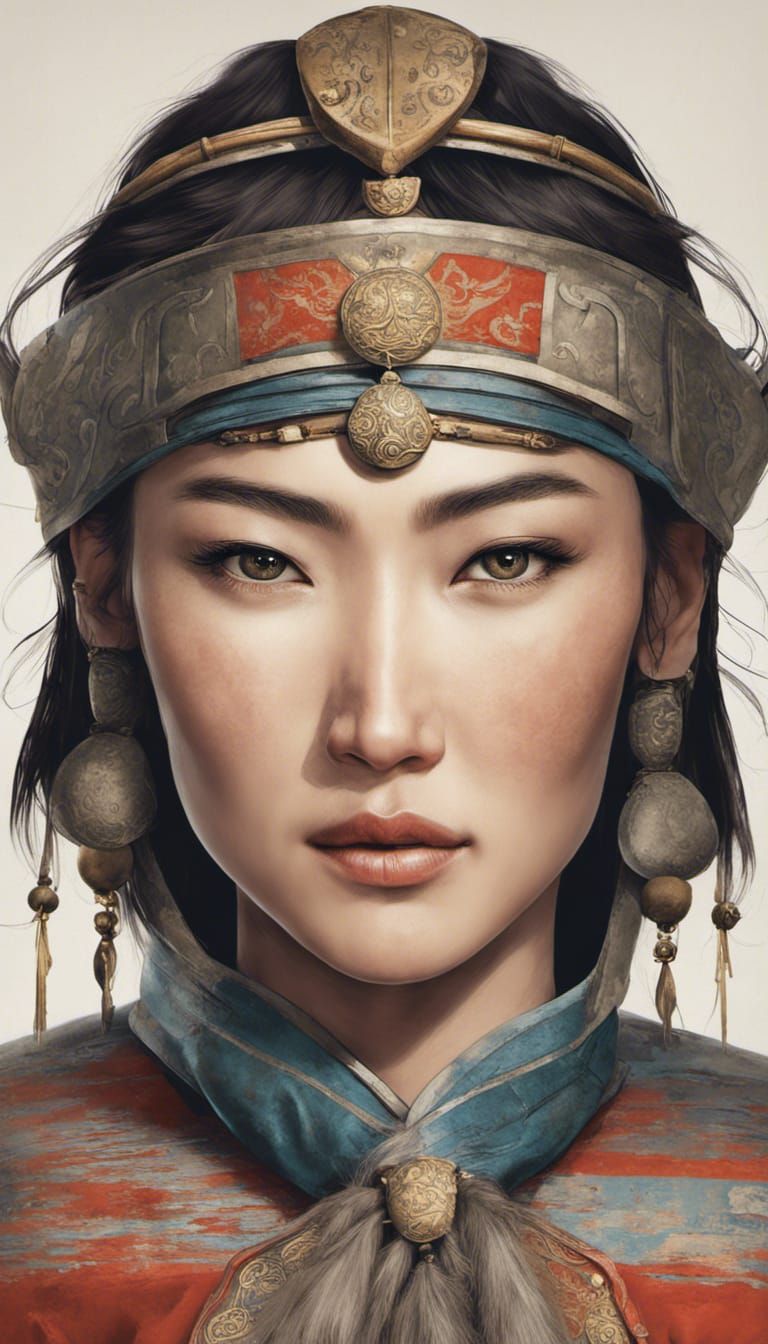 Beautiful Mongol Woman: A Portrait of Strength