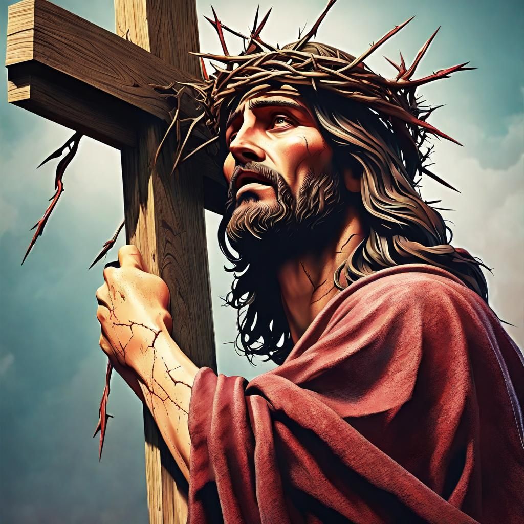 Jesus Carrying the Cross: Hyperrealistic Concept Art