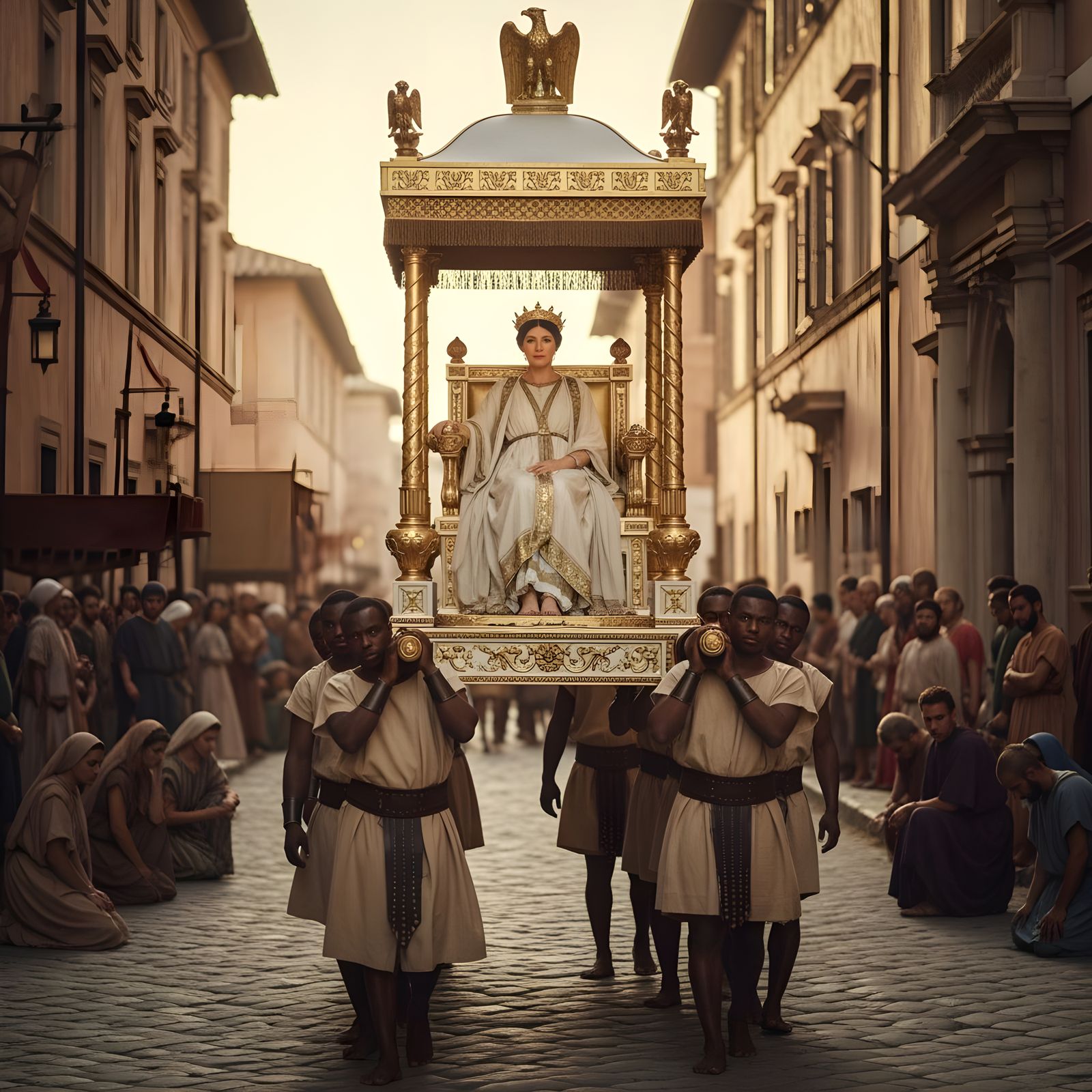 Empress Messalina on a Golden Litter Throne