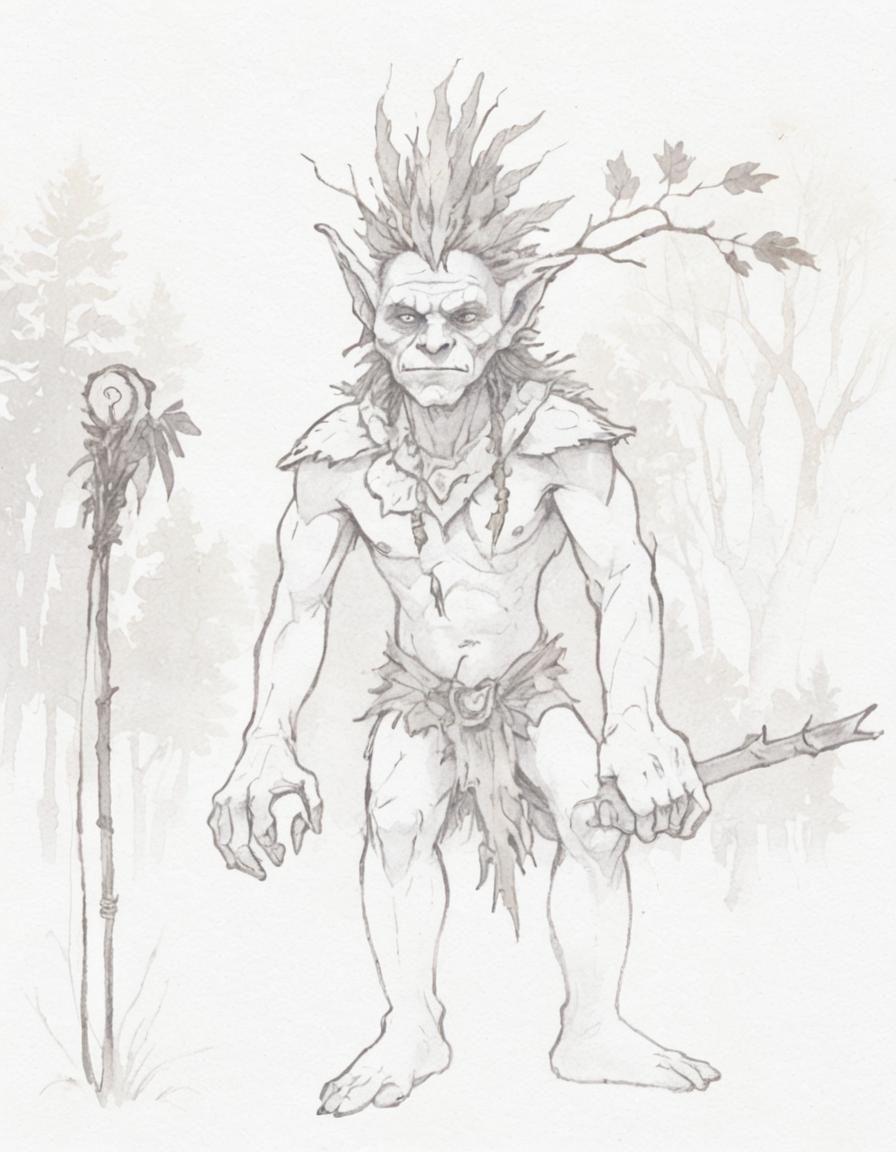 Goblin Shaman in Mystical Forest, Dark Fantasy Art
